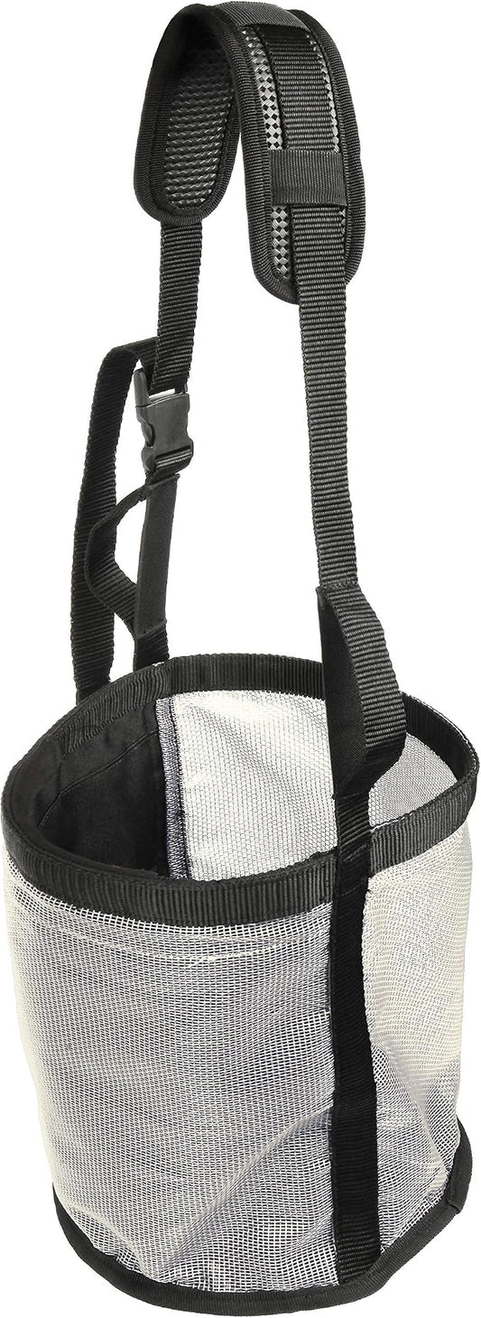 Majestic Ally Horse Feed Bag, Heavy Duty Nylon Mesh Grain Feed Bag, Adjustable Strap with Durable Snap and Elastic Straps, Comfort Neck Pad and Nose Pad- Large (Cob, Beige)