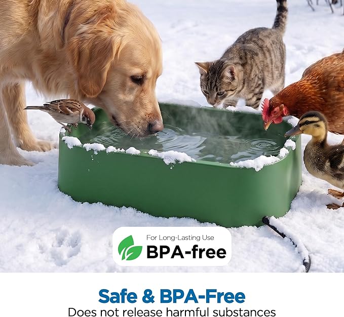5.5L/1.45Gal Extra Large Heated Water Bowl, Indoor & Outdoor Winter Antifreezing Pet Heated Thermal Water Bowl Dish, Anti Chewy Cord, BPA-Free, Pet Products for Dog Cats Rabbit Chicken Duck Squirrel