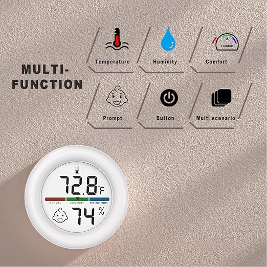 Reptile Tank Thermometer, Mini Digital Hygrometer Thermometer Gauge, Indoor Outdoor Temperature Humidity Meter for Greenhouse Humidors Incubators Reptile Terrarium Jars, Fahrenheit (℉) or Celsius(℃)