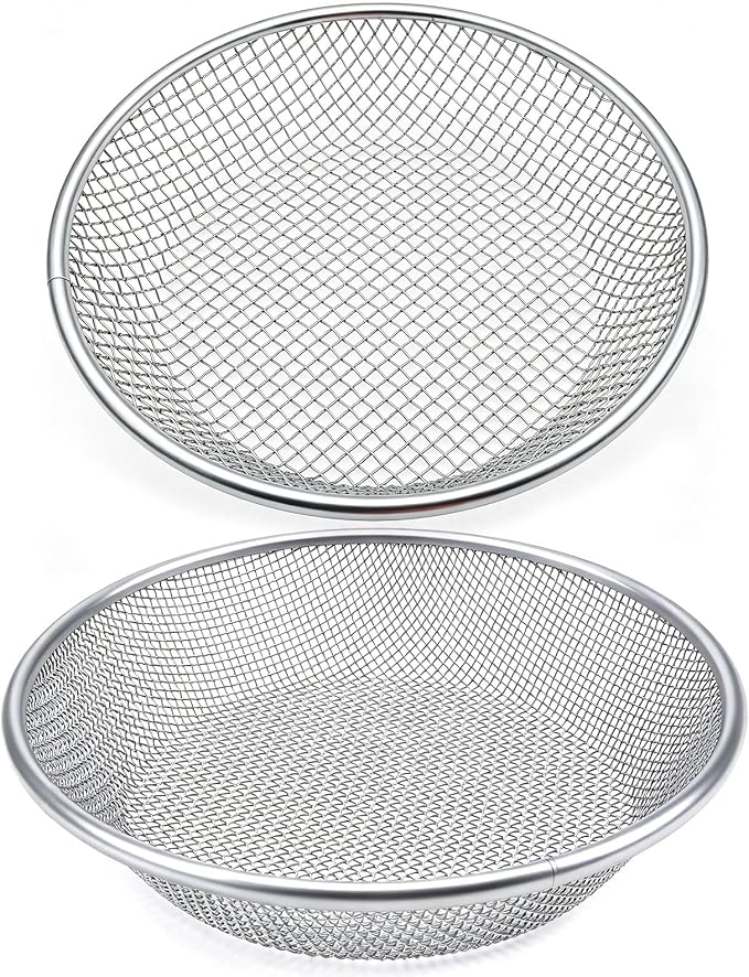 2PCS YUEBM Gardening Sand Soil Compost Sifter Perfect for 5 Gallon Bucket, 1/4 Inch Mesh, 1/8 Inch Mesh