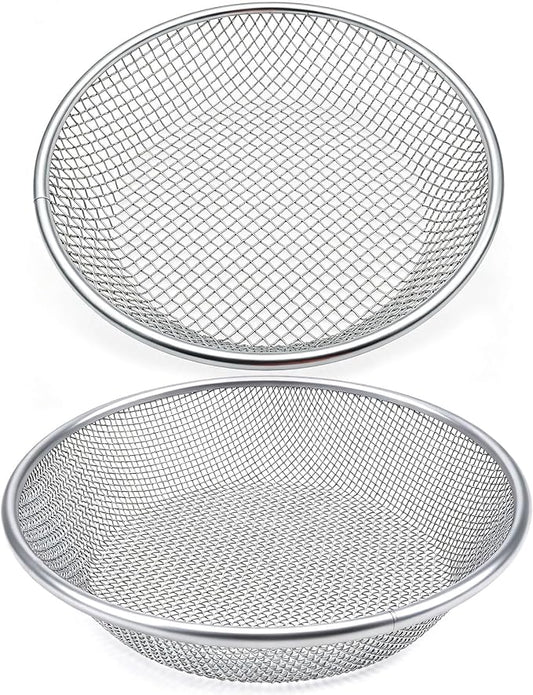 2PCS YUEBM Gardening Sand Soil Compost Sifter Perfect for 5 Gallon Bucket, 1/4 Inch Mesh, 1/8 Inch Mesh