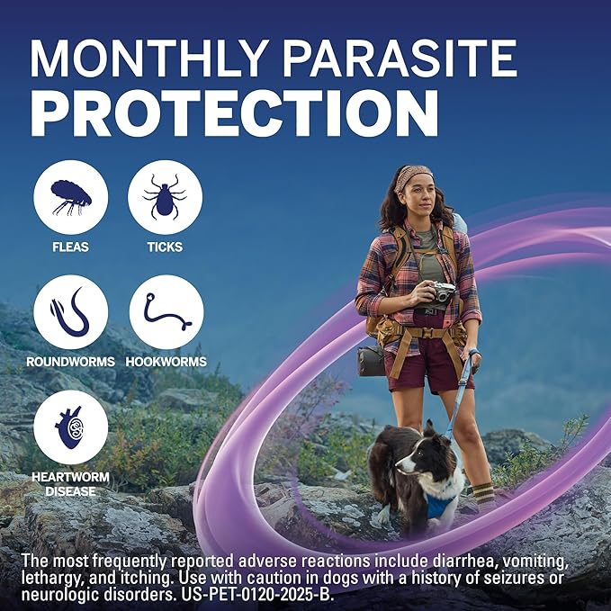 NexGard Plus (afoxolaner, moxidectin, and pyrantel) Flea and Tick Protection & Heartworm Preventive for Dogs Soft Beef Flavored Chewables, 4-8 lbs. (Orange) 3 Chews (3 Month Supply)