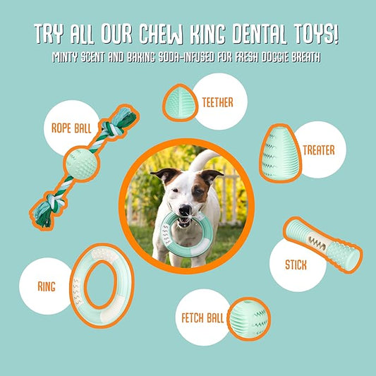 Chew King by Mammoth Dental Dog Toy Collection, Treater Clinically Proven to Remove Plaque