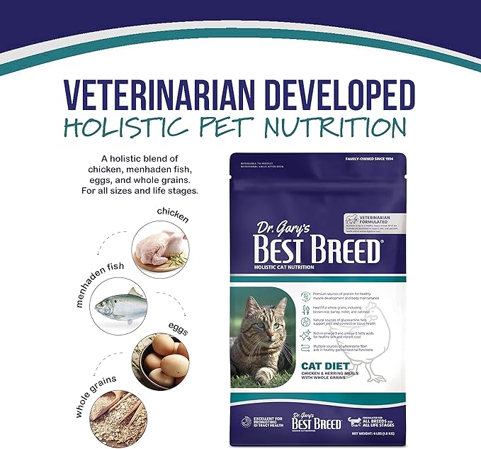 Dr. Gary's Best Breed Cat Diet Slow-Cooked in USA [Natural Dry Cat Food for All Ages] - 24lbs.,Dark Brown