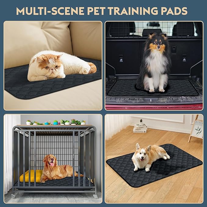 FunFurry Washable Pee Pads for Dogs - 4 Pack Reusable Pee Pads，Waterproof Puppy Pads，Pet Training Pads，Super Absorbent with Dog Paw Shape Non-Slip Backing (Dark Grey, 18" X 24" - 4 Pack)