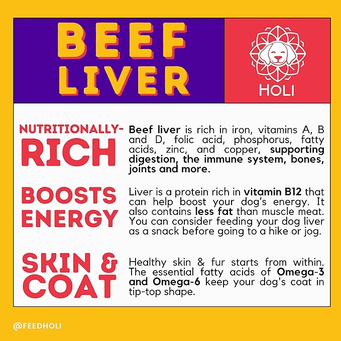HOLI Beef Liver Powder Dog Food Topper – Freeze Dried Beef Liver Dog Topper for Dry Food – Single Ingredient, Human-Grade Meal Topper for Picky Dogs – Grain Free & All Natural - 8oz