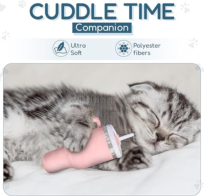 PUPROAR Kitty Cup Catnip Toy - Cute Cat Birthday Toy with Catnip & Crinkle, Funny Girly Kitten Gift (Pink Peach Dust)
