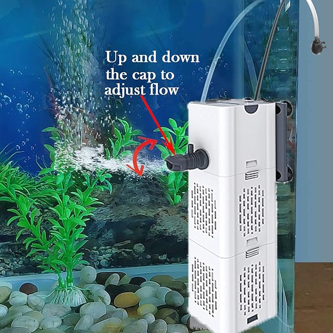 Ultra Quiet Fish Tank Filter 4-in-1 Internal Aquarium Filter ,500-1800L/H Submersible Water Filter Pump Multifunctional Filter Water Pump for Betta, Turtle, Pond fish, Garden. (15W 267GPH (1000L/h))