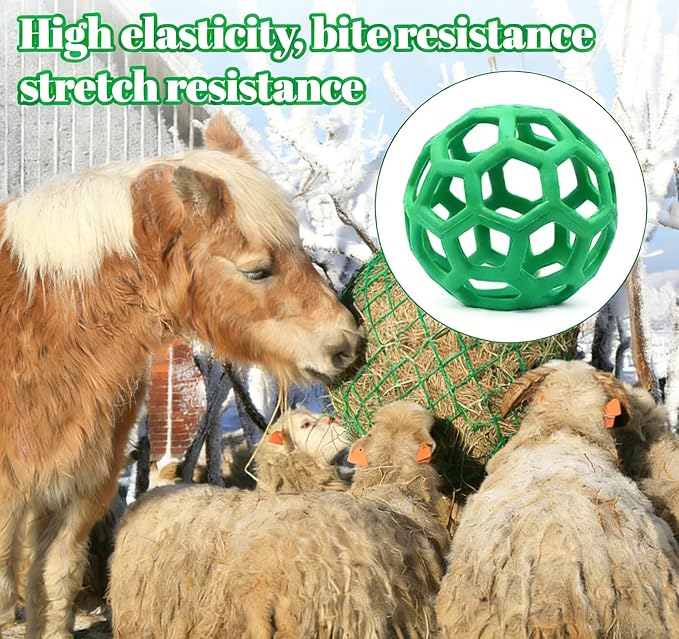 Goat Feeder Hanging Feeding Toy,Horse Treat Hay Feeder Toy, Durable TPR Feeding,for Horse Goat Sheep Relieve Stress,Stretch-Resistant Design（Green）