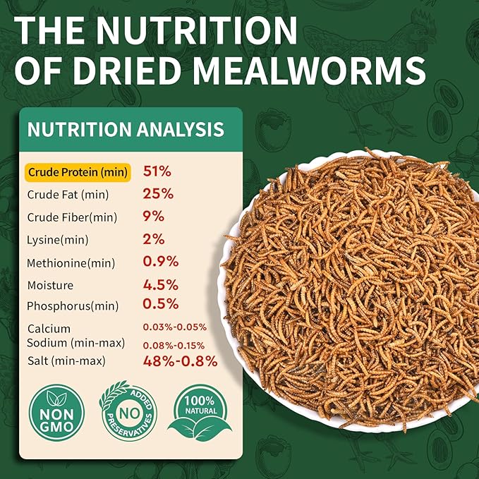 BUNTIE WORMS Dried Mealworms 5LB, 100% Natural, Non-GMO Mealworms for Chickens – High Protein Chicken Feed Meal Worms for Wild Birds, Chickens, Ducks and Turtles