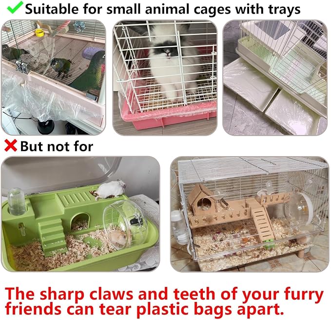 Tfwadmx 100 Pcs Disposable Rabbit Cage Liner, 27"x19" Clear Plastic Bunny Cage Tray Liners,Guinea Pig Toilet Film Liner Bag for Ferret,Hamster,Hedgehog,Birds and Small Animals