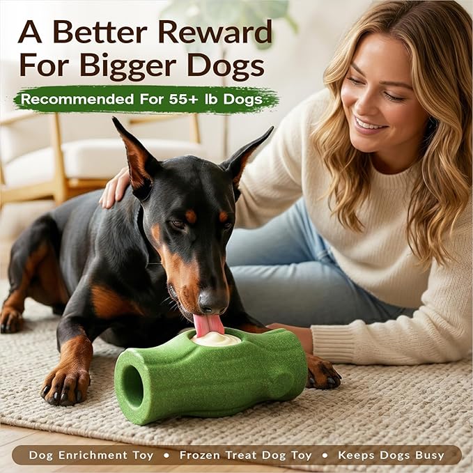 KADTC XXL 3-in-1 Durable Frozen Treat Dog Toy, No-Transfer Fill & Freeze Lick Cup, Stuffable Lick Toy & Indestructible Chew Bone for Aggressive Chewers， Long-Lasting Enrichment for Dogs