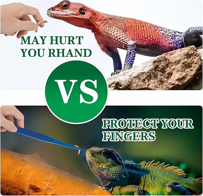 5-Pack Reptile Feeding Tongs Set - Hygienic Anti-Slip Blue Tweezers for Bearded Dragons, Lizards, Snakes, Aquariums & Small Animals(Five colors to choose from)