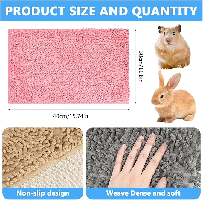8 Pcs Guinea Pig Liner 16x12 Inch Small Rabbit Cage Liner,Washable Fleece Pet Pee Pads Reusable Bedding Training Mat for Small Animals, Bunny,Hamster(4 Colors)