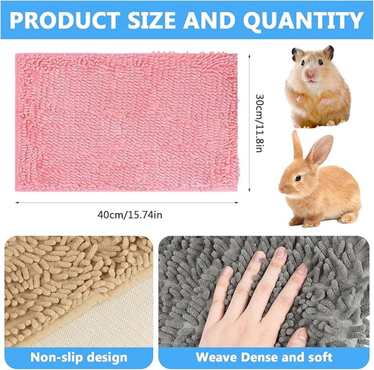 8 Pcs Guinea Pig Liner 16x12 Inch Small Rabbit Cage Liner,Washable Fleece Pet Pee Pads Reusable Bedding Training Mat for Small Animals, Bunny,Hamster(4 Colors)