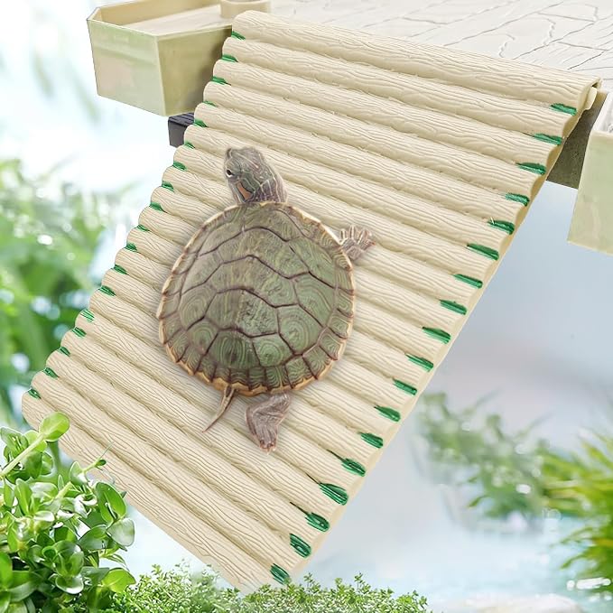 Keedolla Small Aquatic Turtle Pier Floating Dock Basking Platform Area for Aquarium Fish Tank, Decorative Aquarium Turtle Reptile Basking Platform with Ramp Ladder