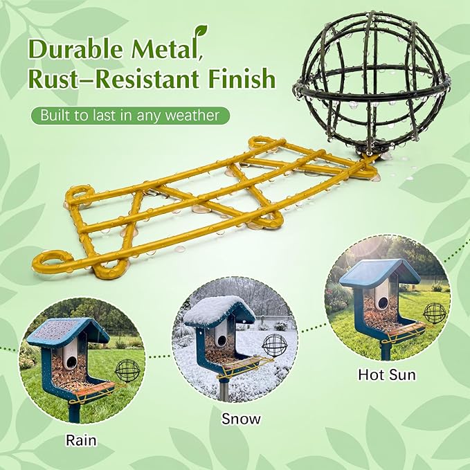 Metal Perch Extender & Suet Ball Holder Compatible with Bird Buddy PRO Solar Bird Feeder, Rust-Resistant Outdoor Birds Feeder Accessory, Wider Landing Space, Add On with Screws Included