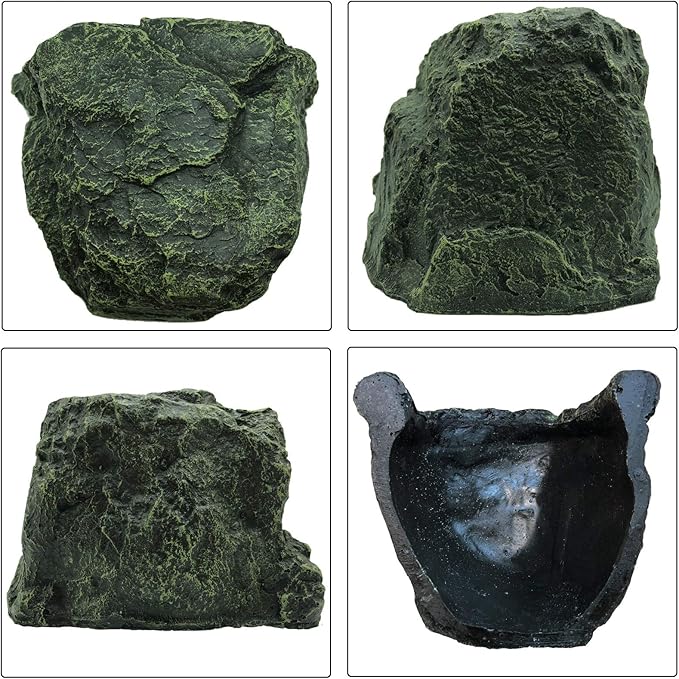 PINVNBY Large Reptile Hideout Cave,Resin Tortoise Hide Rock Turtle Hideaway House Lizard Box Shelter Habitat Decoration for Gecko Spiders Frogs Fish Turtles Hermit Crabs(3 Pcs)
