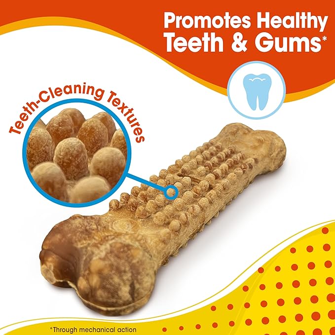 Nylabone Nubz Natural Dog Chew Treats for Large Dogs, Long Lasting Dog Chew Bones Made in the USA, Chicken Flavor Breath Freshener Dental Chews, Large Dog Bones for Dogs Over 30 lbs. (8 Count)