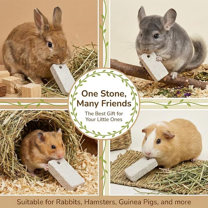 12PCS Hanging Rabbit Lava Blocks – RAINFLOW Mineral Calcium Grinding Stone for Bunny Hamster Chinchilla, Teeth Grinding Chew Toy for Guinea Pig, Gerbil, Rodent Cage, Small Animal Pet Lava Bites