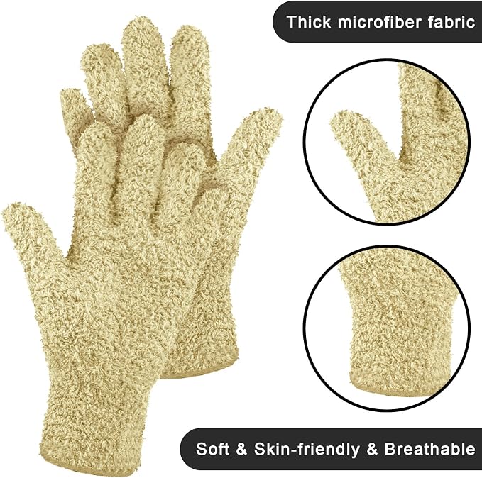Patelai 3 Pairs Microfiber Plant Dusting Gloves Leaf Cleaning Gloves for Indoor Plants, Blinds, Furniture, House (Pink,Nude,Light Purple,Medium)