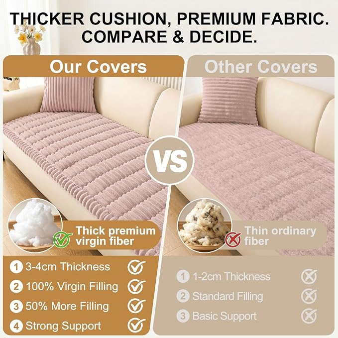 Smiry Couch Cover for Dogs, Non Slip Washable Sofa Protector for Pets, Soft Furniture Cover for Pet, Stylish Sofa Covers, Cozy Protect Against Fur, Dirt & Everyday Messes (Dusty Pink, 35.4" x 70.9")