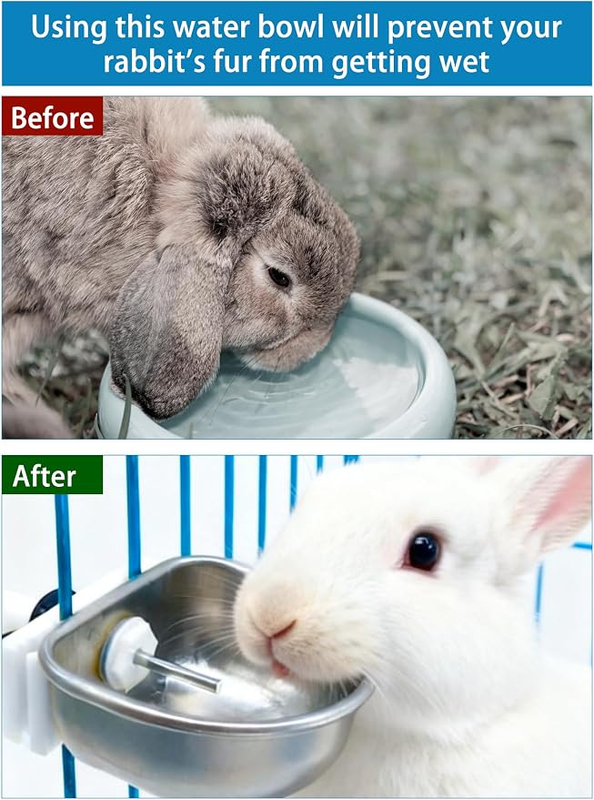Rabbit Drinking Water Bowl, 10PCS Nipple Drinker, 3.54x2.60x1.18in Stainless Steel Rabbit Water Feeder, Anti Scratch, Removable Hanging Pet Cage Water Bowl