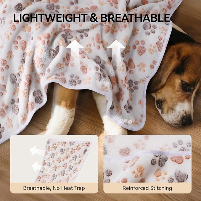 LINENLUX 1 Pack 4 Blankets Super Soft Fluffy Premium Fleece Dog Blankets for Puppy Cat Pet Blanket Flannel Throw Warm Sleep Dog Paw-4pcs 31x20 inch