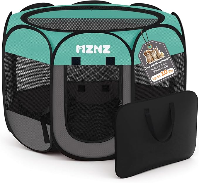 Dog Cat Playpen, Portable Small Animal Playpen Crate Indoor for Dogs Cats Rabbits, Foldable Guinea Pigs Bunny Cage Enclosure for Outdoor, Pop Up Dogs Cats Tent Kennel with Carrying Case, Blue