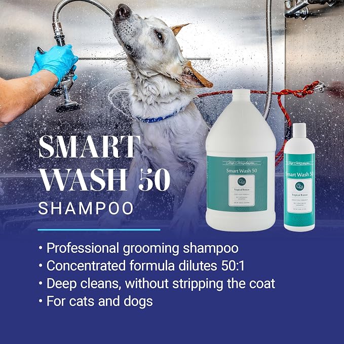 Chris Christensen SmartWash50 Ultra Concentrated Dog Shampoo, Makes up to 50 Bottles, Groom Like a Professional, Delightfully Fragranced, Suitable for All Coats, Made in The USA (Tropical - Breeze)