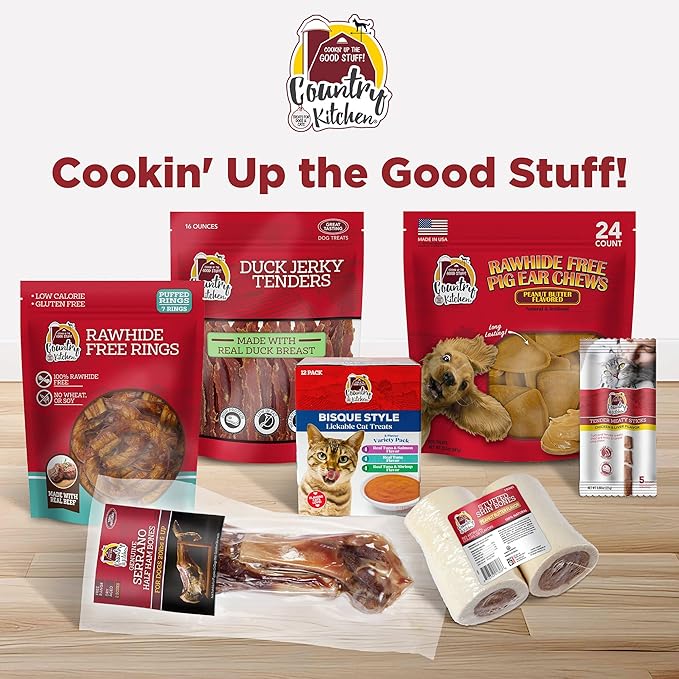 Country Kitchen Rawhide Free Beef Rings Dog Chews, Made with Real Beef, Highly Digestible, Gluten Free, 21 Count