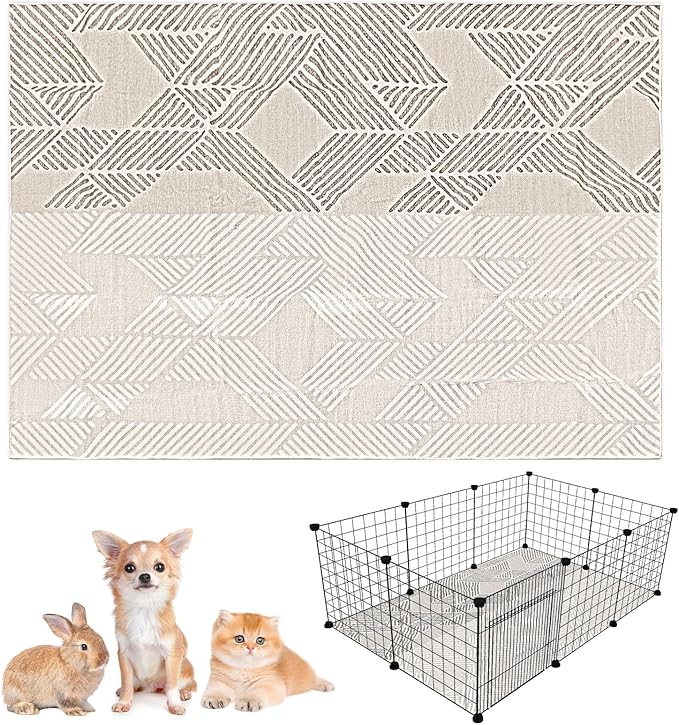 VCEPJH Bunny Floor Mat 55 x 78.7in Rabbit Cage Liner Washable Large Reusable Guinea Pigs Rug Anti-Slip Whelping Pads for Small Pet Dogs Puppy Chinchillas Cats Ferrets