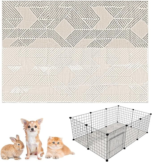 VCEPJH Bunny Floor Mat 55 x 78.7in Rabbit Cage Liner Washable Large Reusable Guinea Pigs Rug Anti-Slip Whelping Pads for Small Pet Dogs Puppy Chinchillas Cats Ferrets
