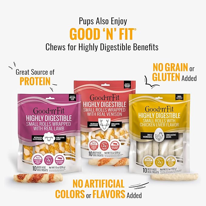 Good 'n' Tasty Triple Flavor Puree Mix-Ins Dog Food Topper Treats for All Dogs, 7 Count, Easy Single-Serve Portions, Added Protein with Duck, Beef and Rabbit, No Chicken Added (Pack of 2)