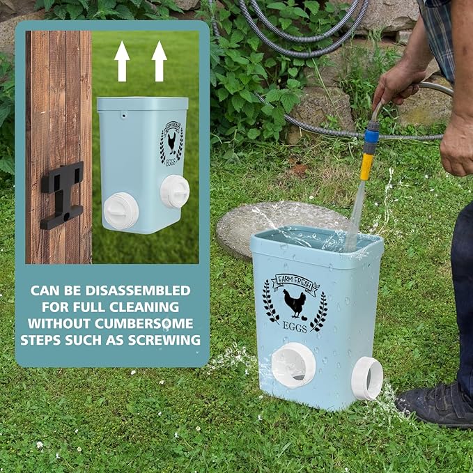 Tgeyd No-Waste Chicken Feeder & Waterer Set, 3 Gallon Automatic Waterer and 15 lb Hanging Feeder for Backyard Chickens, Modern Farmhouse Chicken Coop Essentials