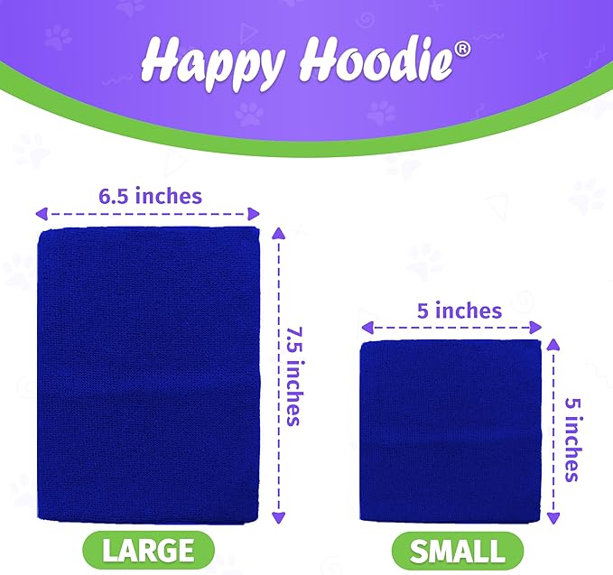 Happy Hoodie The Original Dog & Cat Calming Band - American Brand - Anxiety Relief/Noise Protection-Grooming-Thunder-Fireworks 2 Pack Blue (1 Small, 1 Large) - Since 2008