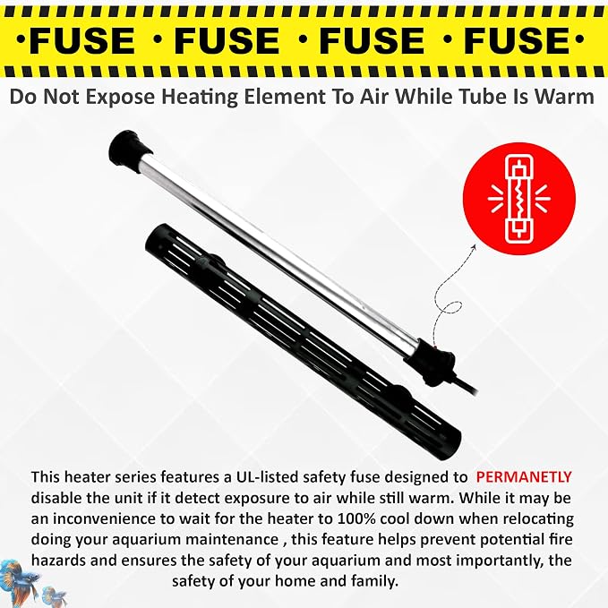 Finnex Titanium Aquarium Heater THU Series, Premium Nickel Coil, Large 19mm Tube, Heater Guard, 500 Watts