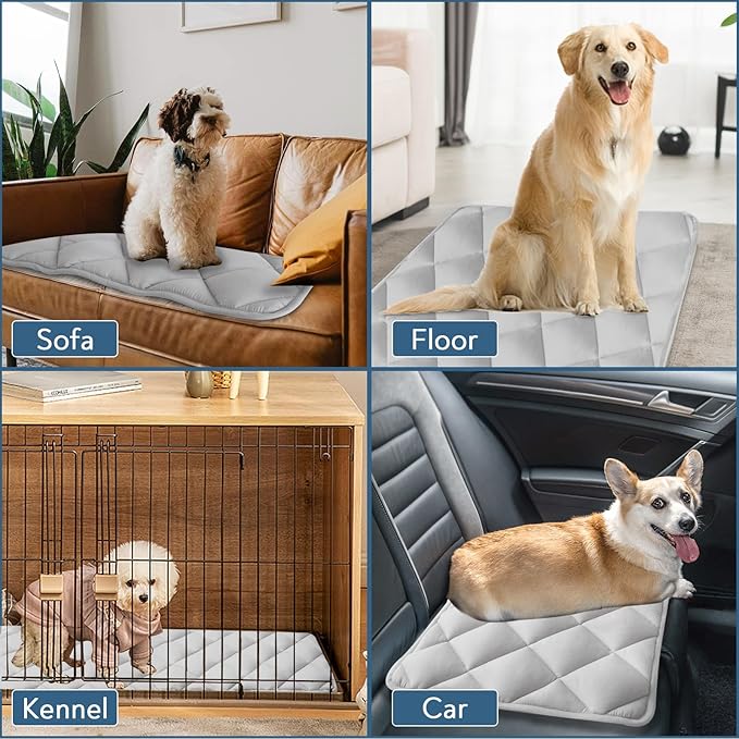 Magik & Kover Dog Crate Pad 2 Pack (48" x 30"), Soft Large Dog Crate Mat with Anti-Slip Bottom, Machine Washable Kennel Pad, Fits 48 Inch Crate, Grey