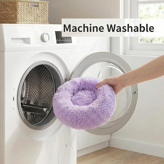 Guinea Pig Bed 11.8 Inch for Small Animal，Washable Small Animal Beds，Hideout Soft & Comfortable Donut Bed for Dwarf Rabbits/Hamster/Hedgehog/Ferrets,Purple and White