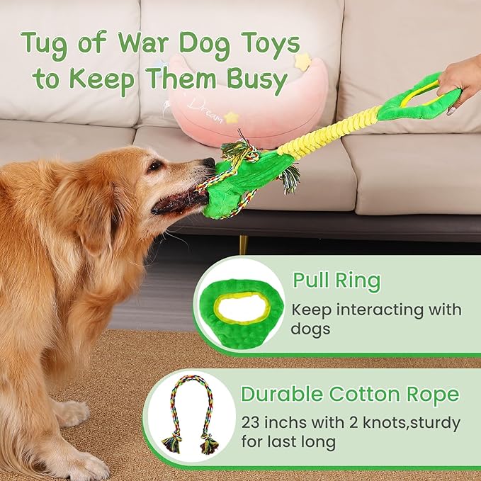 YINEYA Tough Dog Toys for Aggressive Chewers, Interactive Tug of War Dog Toy to Keep Them Busy, Dog's Squeak Toys for Large Dogs, Dogs Chew Toy for Teething