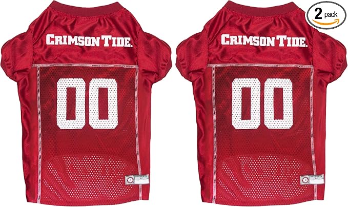 Pets First NCAA College Alabama Crimson Tide Mesh Jersey for Dogs & Cats, Size XX-Large, Licensed Dog Jersey with Your Favorite Football/Basketball College Team (Pack of 2)