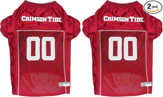 NCAA College Alabama Crimson Tide Mesh Jersey for Dogs & Cats, Small. Licensed Big Dog Jersey with Your Favorite Football/Basketball College Team (Pack of 2)