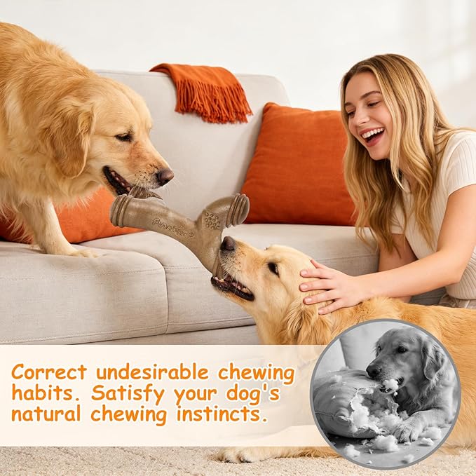 Tough Dog Toys for Aggressive Chewers,Bacon Scented & Nylon Bone to Keep Them Busy, Durable Chew Toy for Medium & Large Breeds (25-80 lbs)