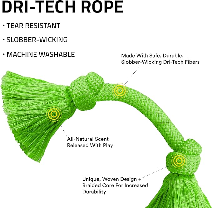Playology Dog Toys | Dri-Tech Rope Tug of War Dog Toy for Tough Chewers | Sweet Potato Scented Medium Tug Rope Toys for Dogs