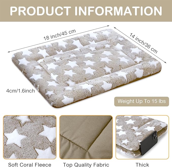 VitalCozy 4 Pcs Dog Crate Pads, Ultra Soft Warm Washable Anti-Slip Kennel Bed Mat for Pets, Reversible, Replaceable, Cozy Cage Liner for Small Medium Large Dogs and Cats(18 x 14 x 1.6 Inch,Apricot)