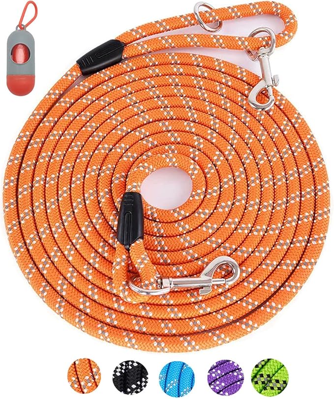 100FT Extra Long Dog Leash for Dog Training, Reflective Threads Check Cord Dog Leash, Heavy Duty Dog Lead for Large Medium Small Dogs Outside Walking, Playing, Camping, or Yard