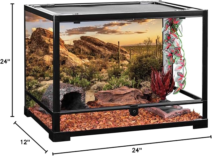 AWERT Reptile Habitat Background Blue Sky Oasis Cactus Sun and Desert Terrarium Background 24x12 inches Durable Polyester Background