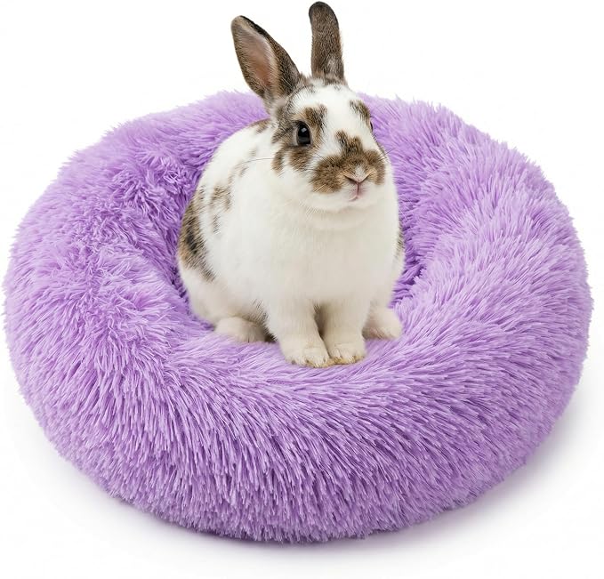 Guinea Pig Bed 11.8 Inch for Small Animal，Washable Small Animal Beds，Hideout Soft & Comfortable Donut Bed for Dwarf Rabbits/Hamster/Hedgehog/Ferrets,Purple
