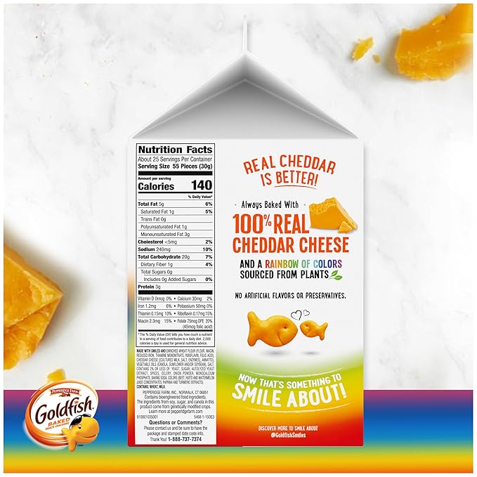 Goldfish Colors Cheddar Cheese Crackers, 27.3 Oz Carton (Pack of 2)