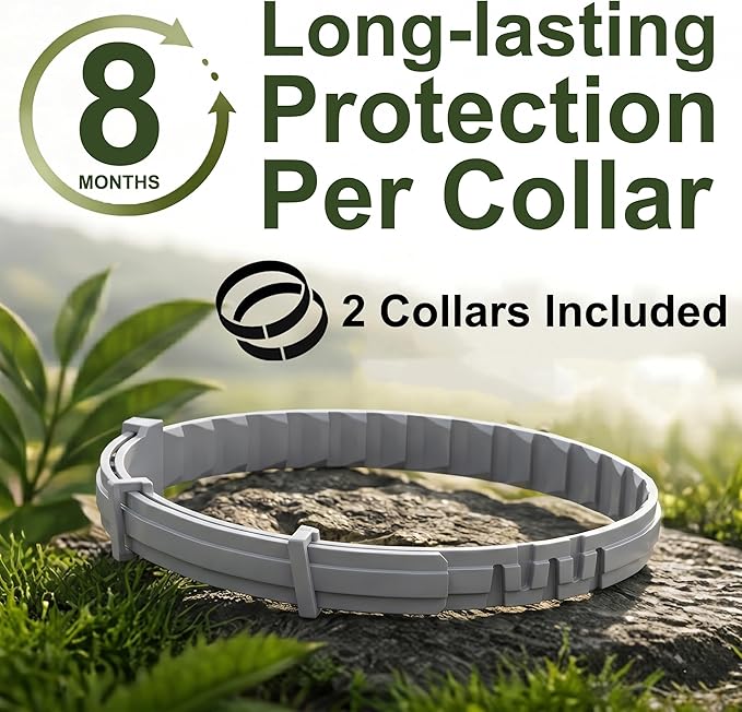 Craveit Dog Flea Collar, 2 Pack Flea Collar for Dogs Large, Gentle Plant-Based Tick Repellent for Large Dog, Waterproof & Adjustable, 8-Month Long-Lasting Defense